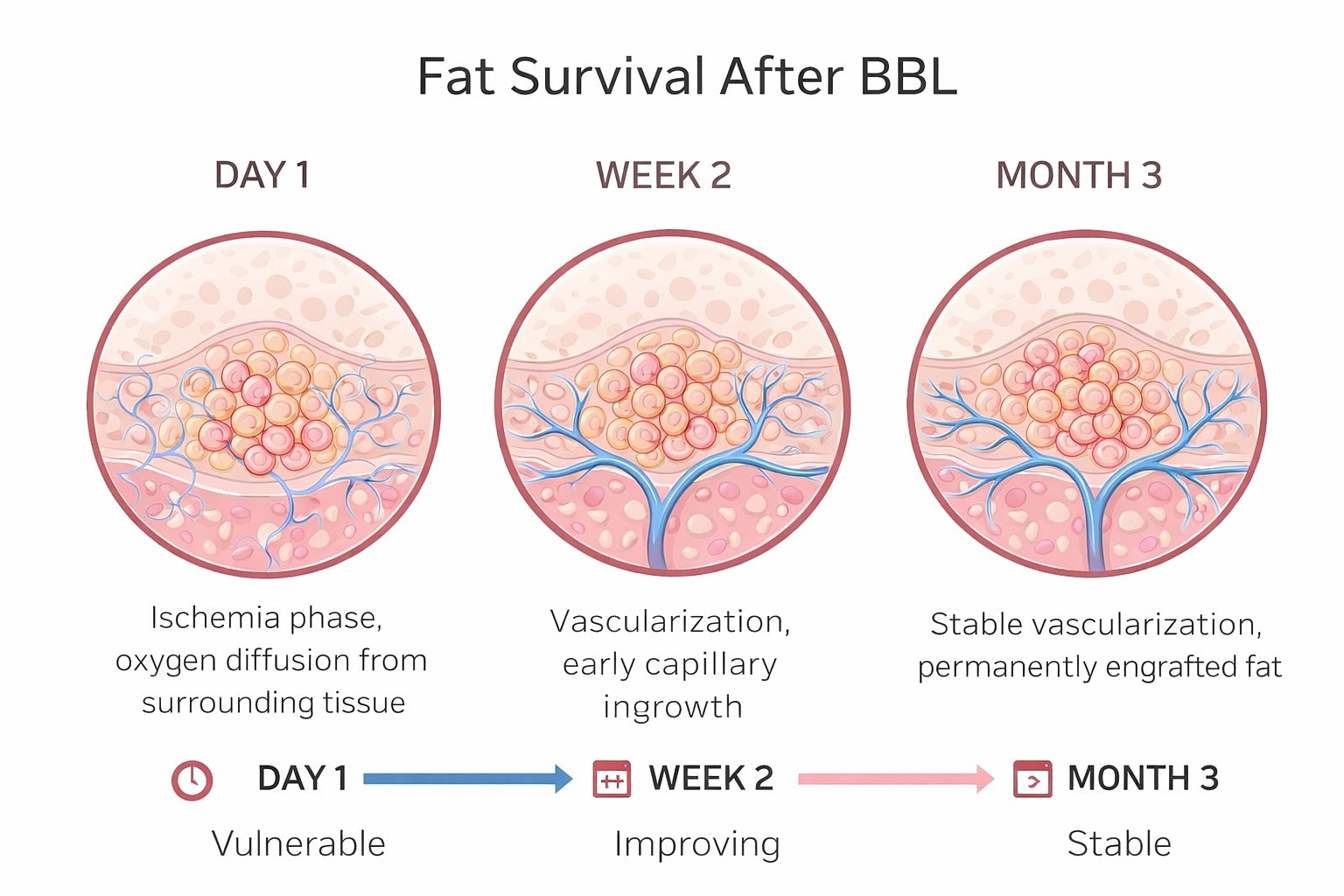 Fat survival stages after Brazilian Butt Lift.