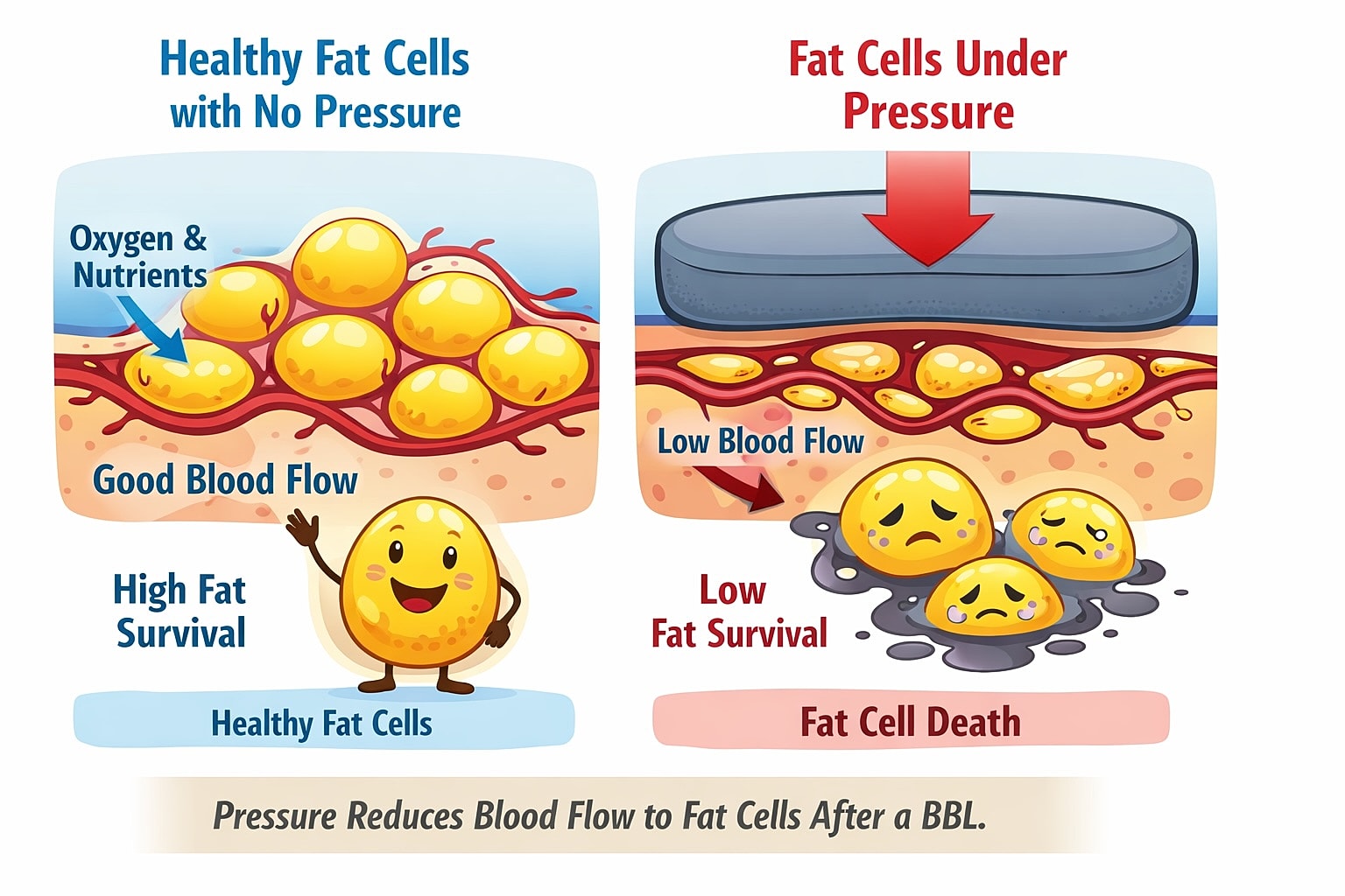 Comparison of healthy and pressure-affected fat cells