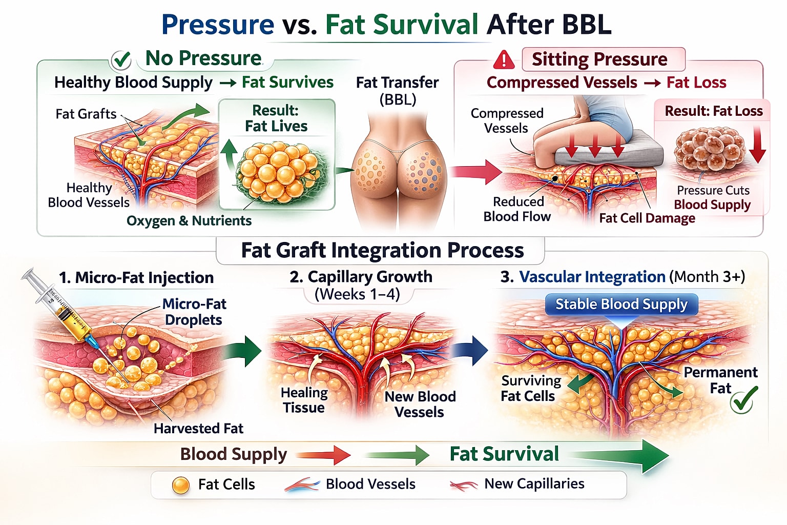 Pressure impact on fat survival after BBL procedure