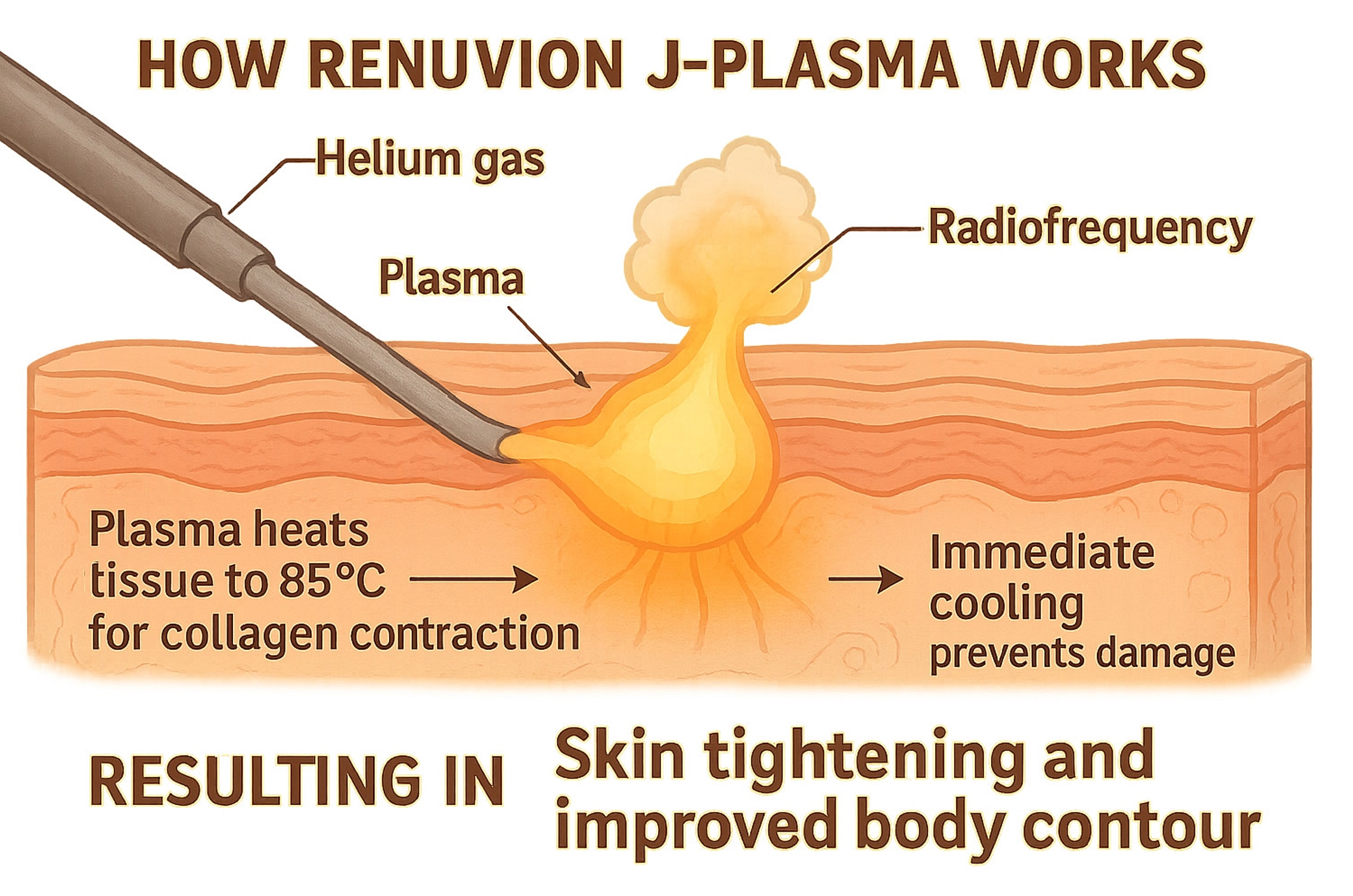 Diagram illustrating Renuvion J-Plasma skin treatment.