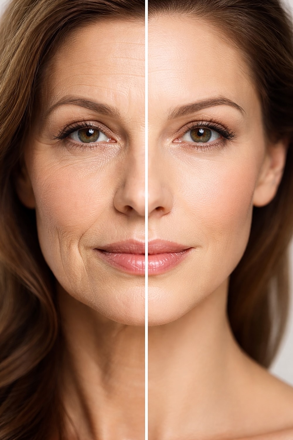 Comparison of aged vs. youthful skin appearance.