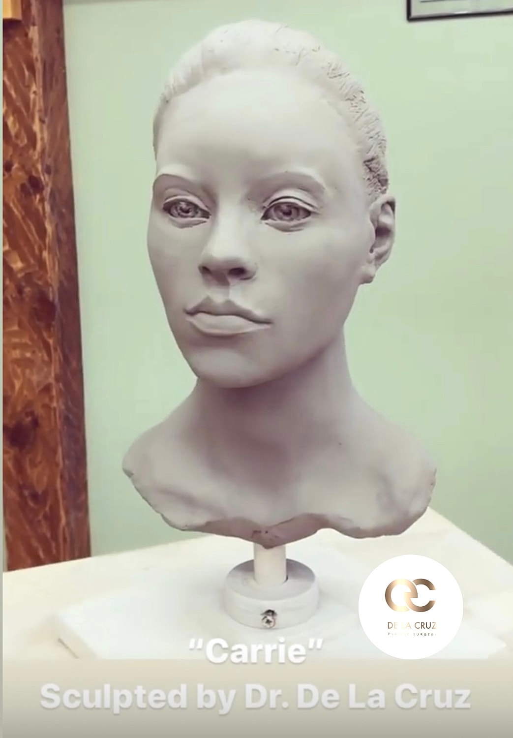 Sculpture bust titled "Carrie" by Dr. De La Cruz.
